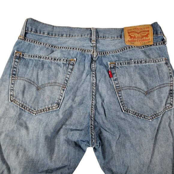 Levi's 505 Jeans Mens 33x32 (34x31) Regular Straight Leg Light Wash Distressed * - Picture 7 of 16